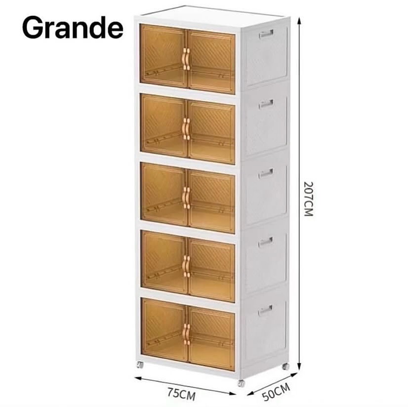 Estante de Plástico 5 Nivel con Puertas y Ruedas