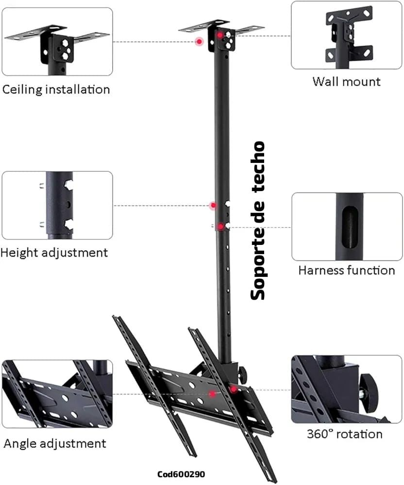 Soporte de Techo para TV – Ajustable y Seguro para tu pantalla!