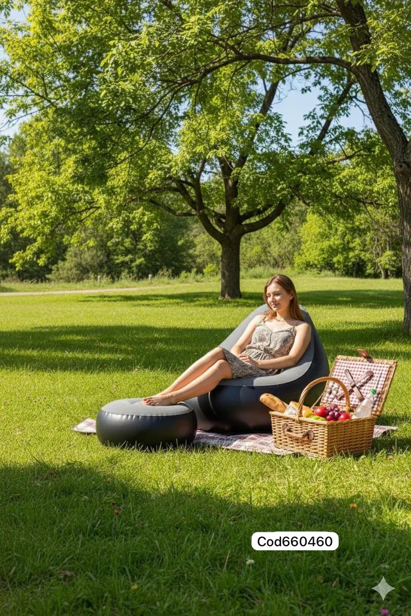 Sillón Inflable con Reposapiés – Relájate Donde Quieras con Máxima Comodidad
