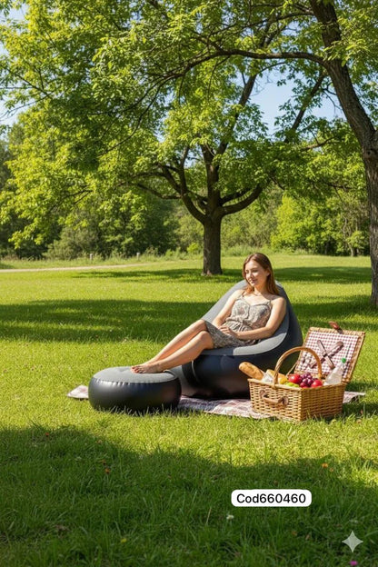 Sillón Inflable con Reposapiés – Relájate Donde Quieras con Máxima Comodidad