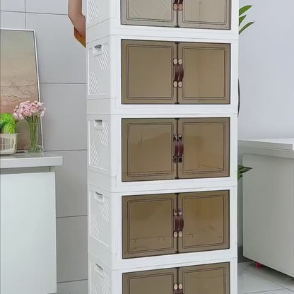 Estante de Plástico 5 Nivel con Puertas y Ruedas